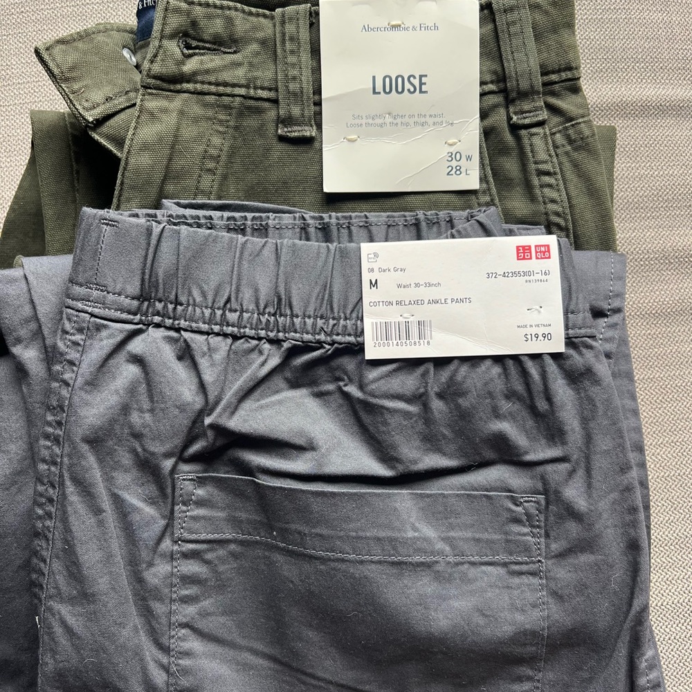 Set of 2 Men’s Pants - A&F Loose Work Pant and Uniqlo Relaxed Ankle